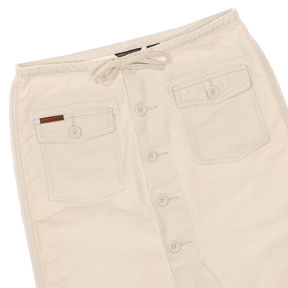American Eagle Skirt 0 Beige Cotton Button Drawstring Pockets Womens Measure W28 - Picture 4 of 8